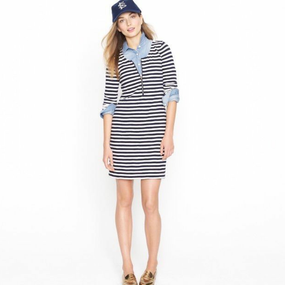 J. Crew Stripe Half-zip Dress